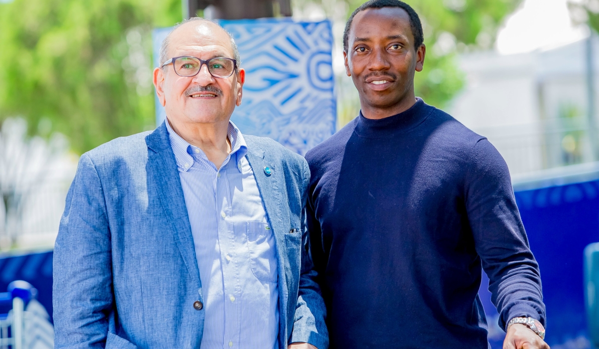 Confederation of African Handball first Vice-President Medhat El-Beltagy (L) arrived in Kigali country on Wednesday, November 12, ahead of Friday&#039;s Africa Cup of Nations