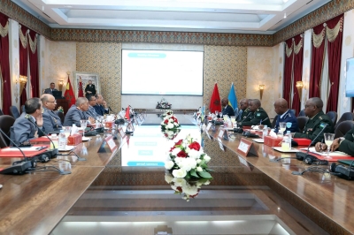 Rwanda Defence Forces  Army Chief of Staff, Maj Gen Vincent Nyakarundi, and his delegation meet with the host in Morocco on Tuesday, November 11. Courtesy