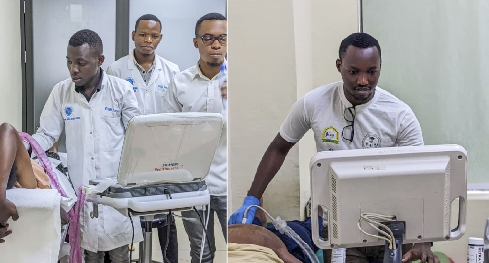 Members of the Society of Medical Imaging and Radiation in Rwanda (SMIR) conduct ultrasound scans. Courtesy