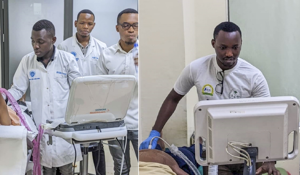 Members of the Society of Medical Imaging and Radiation in Rwanda (SMIR) conduct ultrasound scans. Courtesy