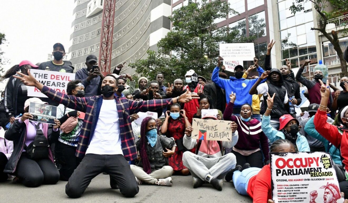 Kenyan youths, popularly known as Gen-Z, demonstrate against the Finance Bill 2024 on Kimathi Street, Nairobi on June 20 2024. Internet