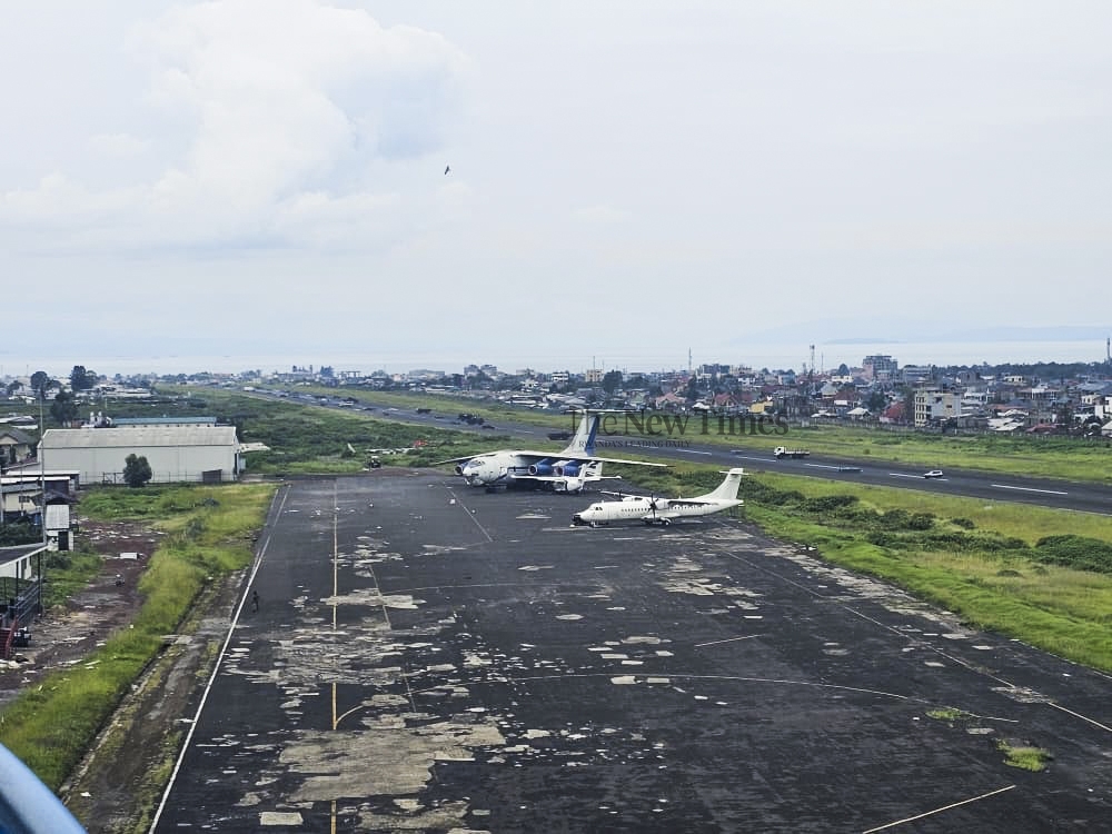 A view of Goma airport runway, which was significantly damaged during the battle that saw the AFC/M23 capture the airport earlier this year