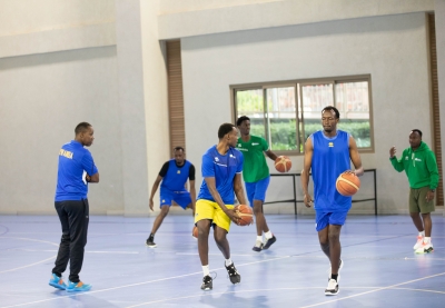 National team players at a training sesion at Petit Stade. Rwanda will play three friendly matches against Libya as part of their preparations for the FIBA World Cup 2027 qualifiers.