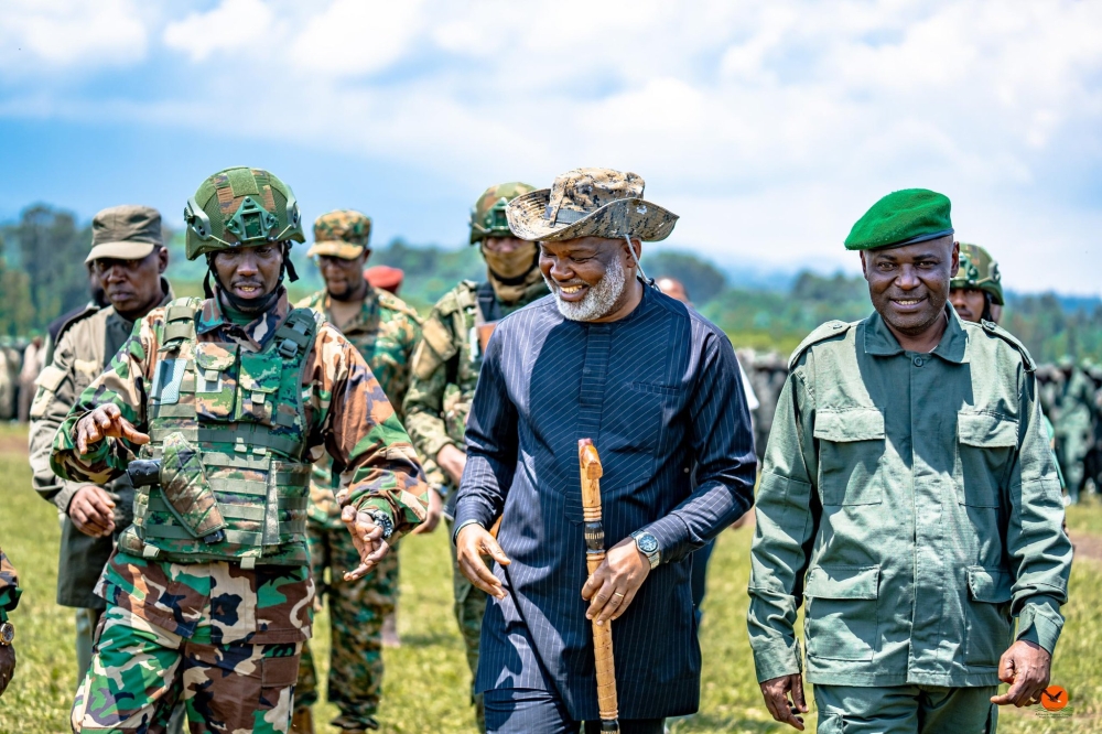 AFC–M23 officials during the pass-out ceremony of 7,437 new fighters on Sunday, September 14. Courtesy.