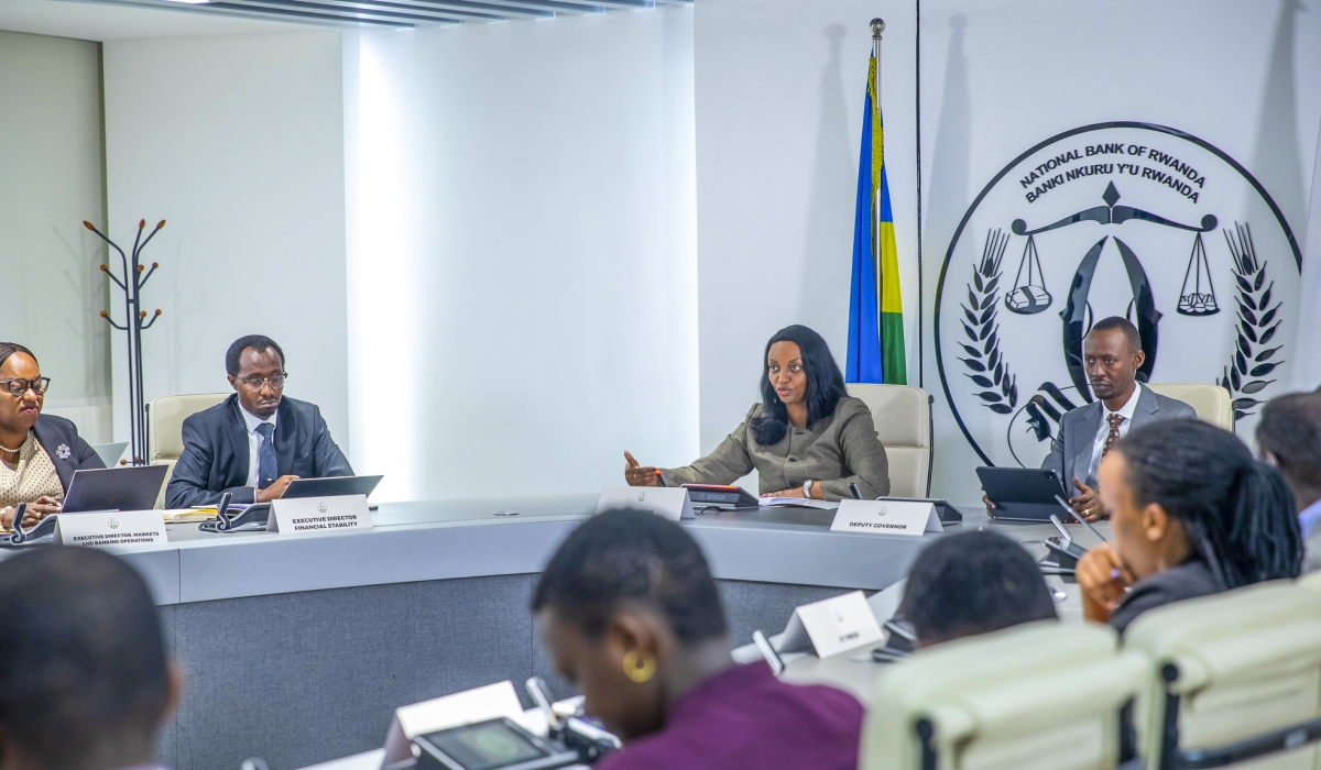 The Central Bank Governor, Soraya Hakuziyaremye, addresses journalists a press conference on Thursday, November 20. Photo by Willy Mucyo