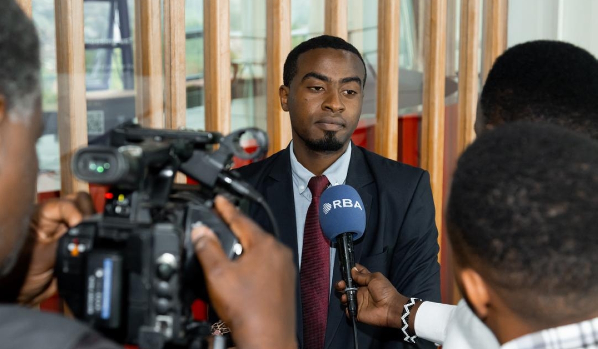 Sadrah Irasubiza, Managing Director of NetFella, speaks to the media during an event on cybersecurity and data protection awareness on Friday, November 21. Photo by Bahizi Craish.