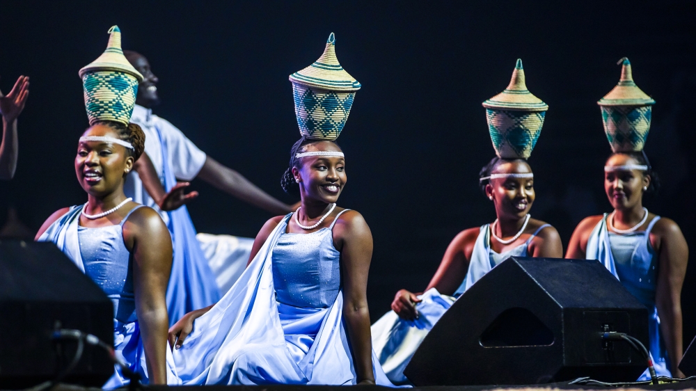 Inyamibwa dancers during a performance at the show dedicated to celebrate Rwandan traditional music and dance, at BK Arena on Saturday, November 22. All photos by Kellya Keza