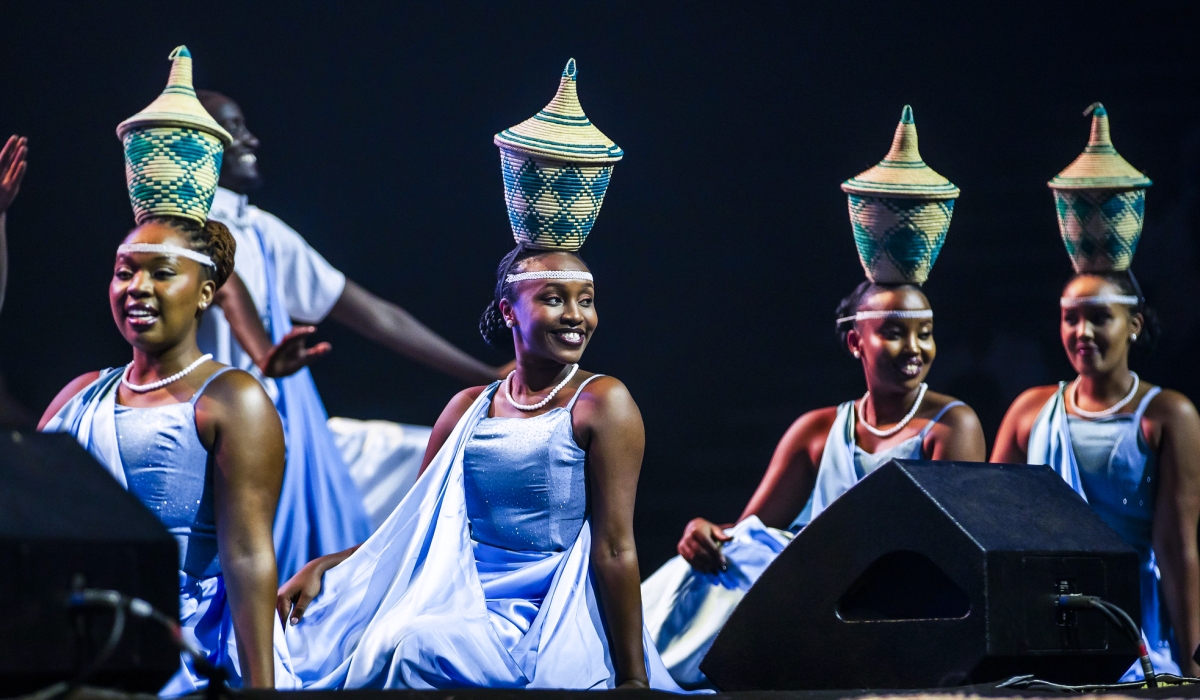 Inyamibwa dancers during a performance at the show dedicated to celebrate Rwandan traditional music and dance, at BK Arena on Saturday, November 22. All photos by Kellya Keza