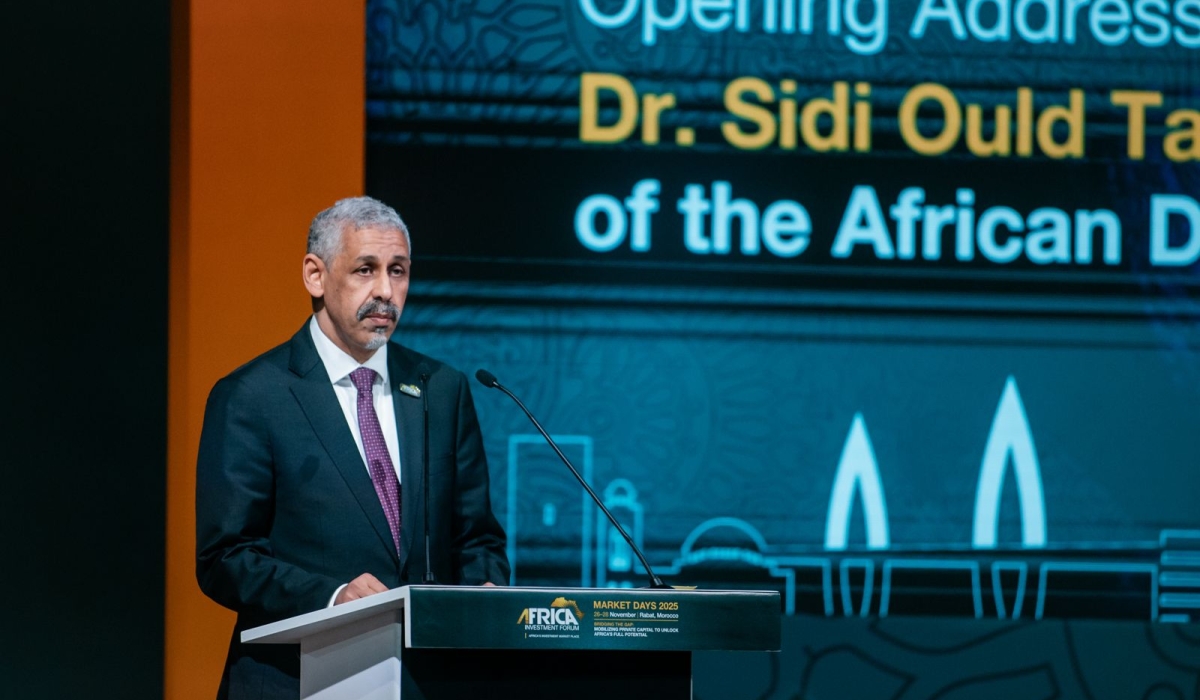 Sidi Ould Tah delivers his remarks at the Africa Investment Forum Market Days on November 26 in Rabat, Morocco. Courtesy