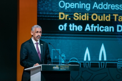 Sidi Ould Tah delivers his remarks at the Africa Investment Forum Market Days on November 26 in Rabat, Morocco. Courtesy