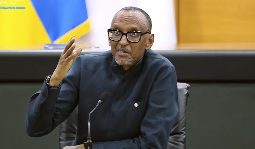 President Paul Kagame speaks to the media during a press conference at Urugwiro Village on Thursday, November 27.