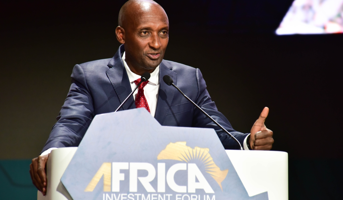 Richard Tusabe, former Minister of State for Treasury, speaks at the Africa Investment Forum 2023. I&M Bank (Rwanda) announced his appointment as an Independent Non-Executive Director on November 26.
