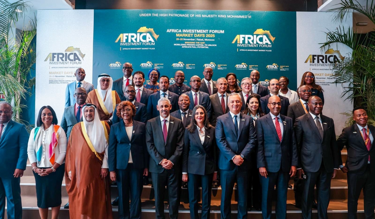 Delegates pose for a group photo during the opening of the African Investment Forum on November 26 in Rabat, Morocco. The event highlighted calls from African ministers and investors for a shift from aid dependence to private capital to drive development and bridge the continent’s infrastructure gaps. Courtesy.
