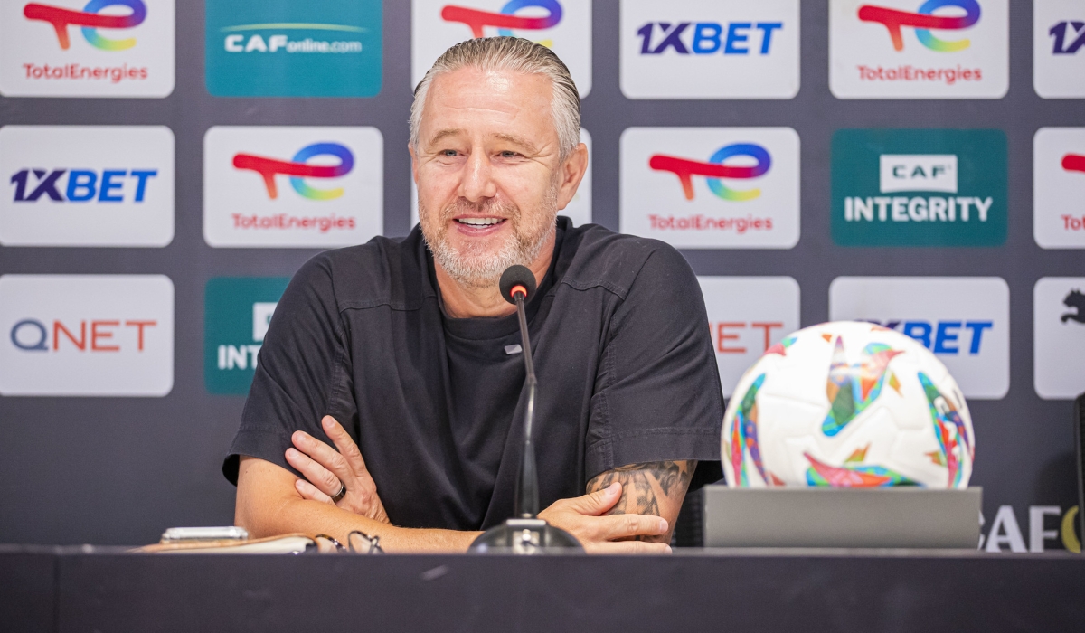 Reghecampf, here briefing members of the press on November 21, said a lot of factors convinced Al Hilal SC to choose Rwanda as their temporary home. Photo by Kellya Keza