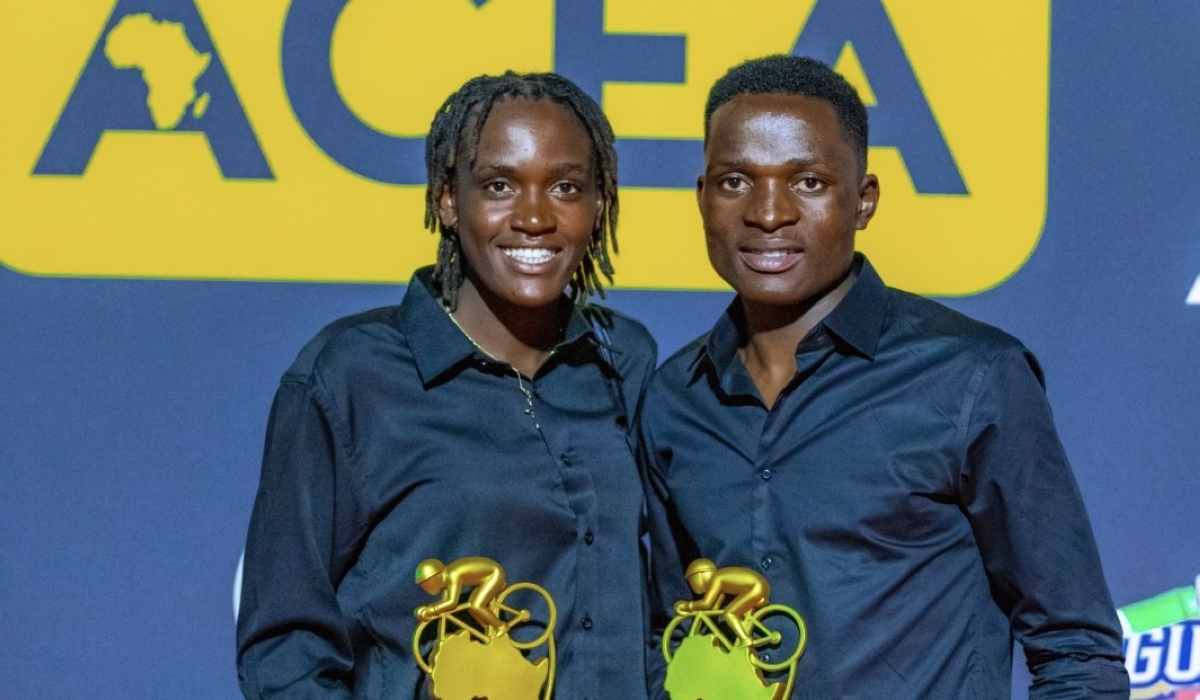 Nirere and Masengesho received awards for Rwanda&#039;s best Women Elite and Men Elite categories at Africa Cycling Excellence Awards. Photo by RBA