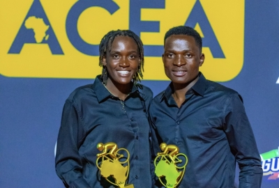 Nirere and Masengesho received awards for Rwanda's best Women Elite and Men Elite categories at Africa Cycling Excellence Awards. Photo by RBA