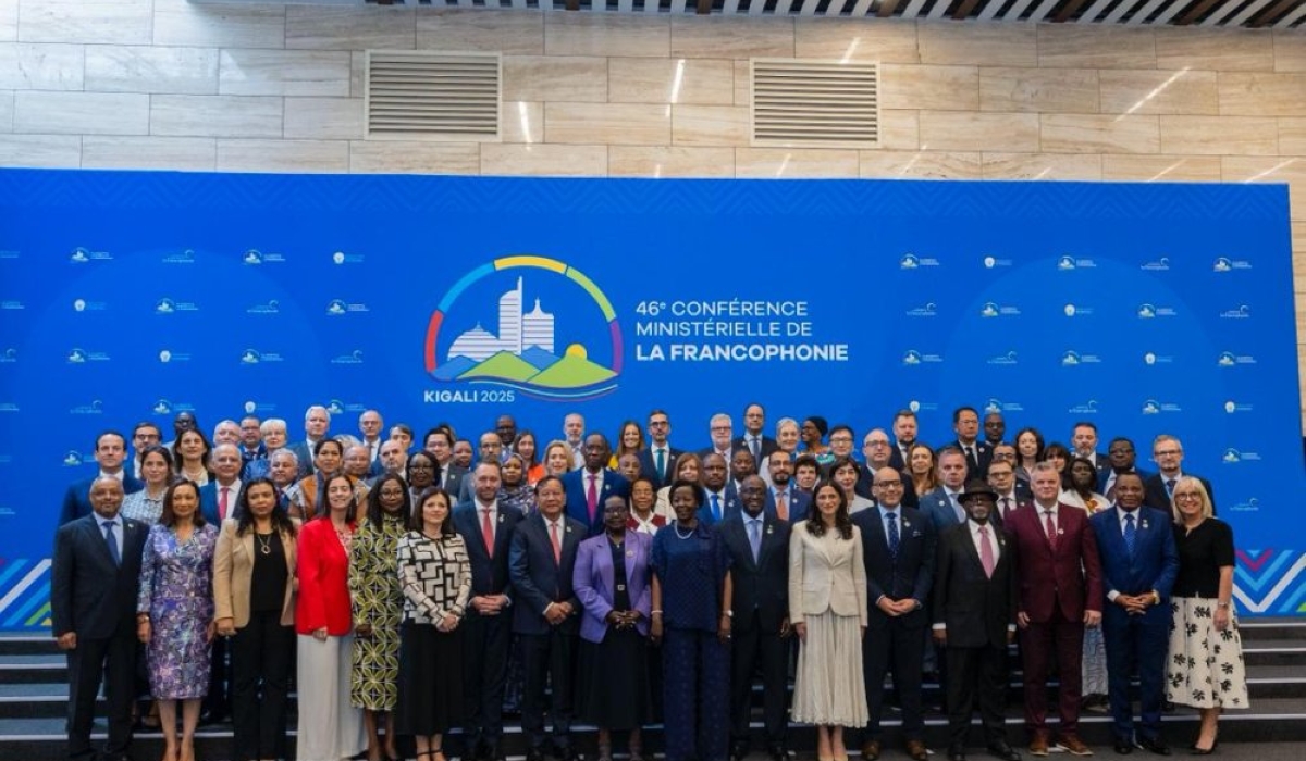 Secretary-General of La Francophonie Louise Mushikiwabo joins delegates for a group photo during the 46th Ministerial Conference in Kigali on November 19. Courtesy.