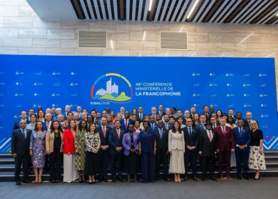 Secretary-General of La Francophonie Louise Mushikiwabo joins delegates for a group photo during the 46th Ministerial Conference in Kigali on November 19. Courtesy.