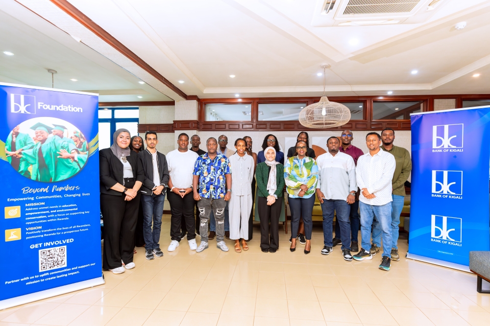 Delegates pose for a group photo during the BK Foundation NextGen mentorship session held on December 3 at the BK headquarters in Kigali. Courtesy