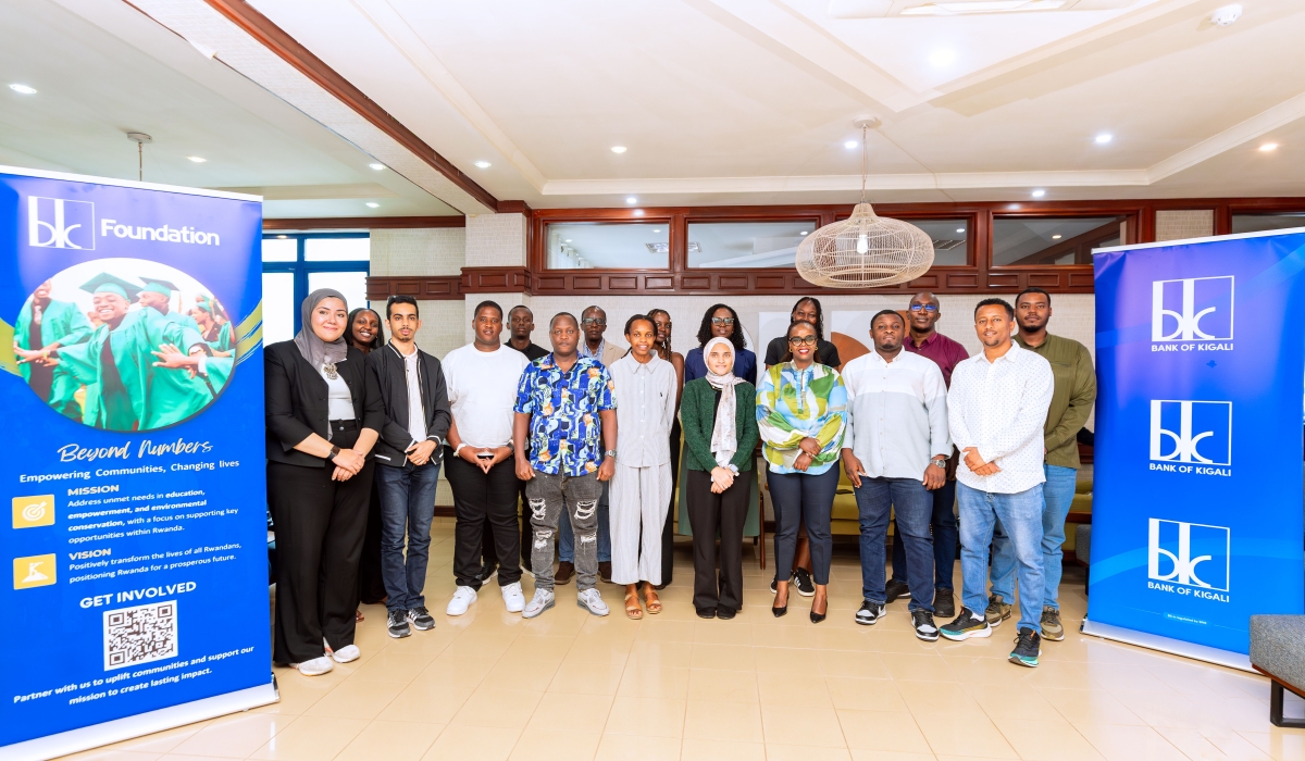 Delegates pose for a group photo during the BK Foundation NextGen mentorship session held on December 3 at the BK headquarters in Kigali. Courtesy