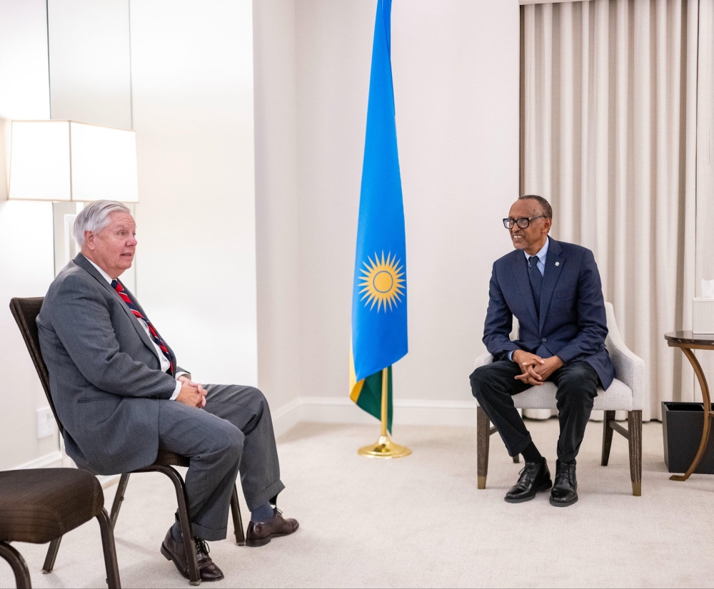 Graham holding a meeting with Kagame earlier this week in Washington ahead of the Rwanda-DR Congo peace accords.