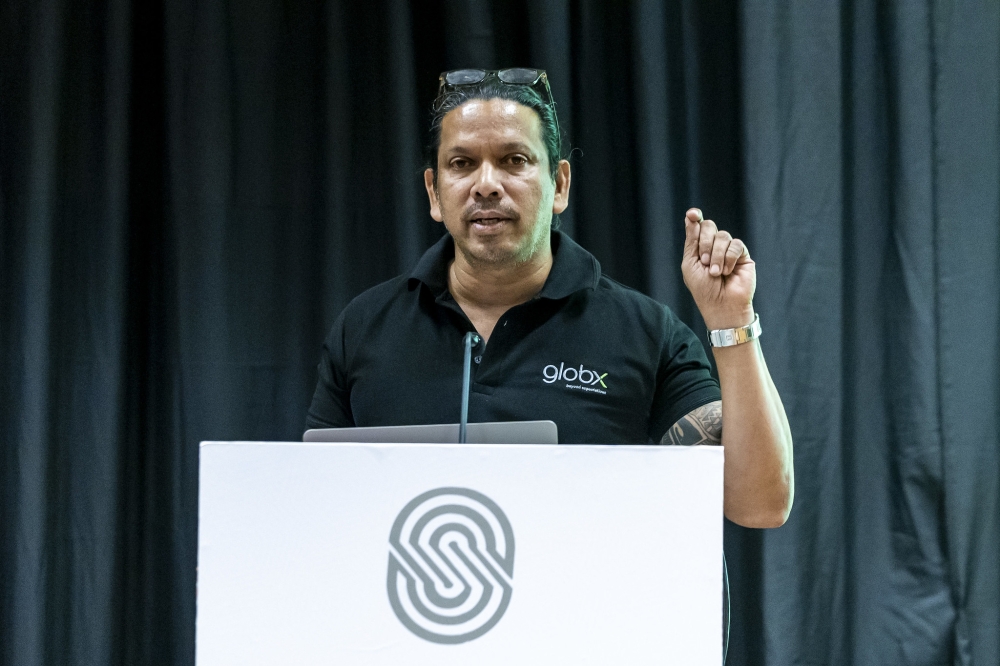 Vinay Dev, Managing Director of GlobX Rwanda, delivers his remarks during the country’s largest enterprise technology engagement event held in Kigali on December 4.Photos by Olivie Mugwiza.