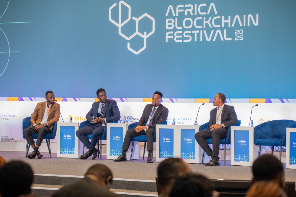 Panelists take part in a discussion during the Africa Blockchain Festival 2025 at the Kigali Convention Centre from November 7–10. Photo by Craish Bahizi.