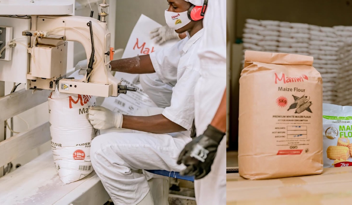 Workers at Mahwi Grain Millers in Bugesera Industrial Park. This year, the local grain and milling producer listed its second tranche bond on the Rwanda Stock Exchange. COURTESY.