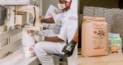 Workers at Mahwi Grain Millers in Bugesera Industrial Park. This year, the local grain and milling producer listed its second tranche bond on the Rwanda Stock Exchange. COURTESY.