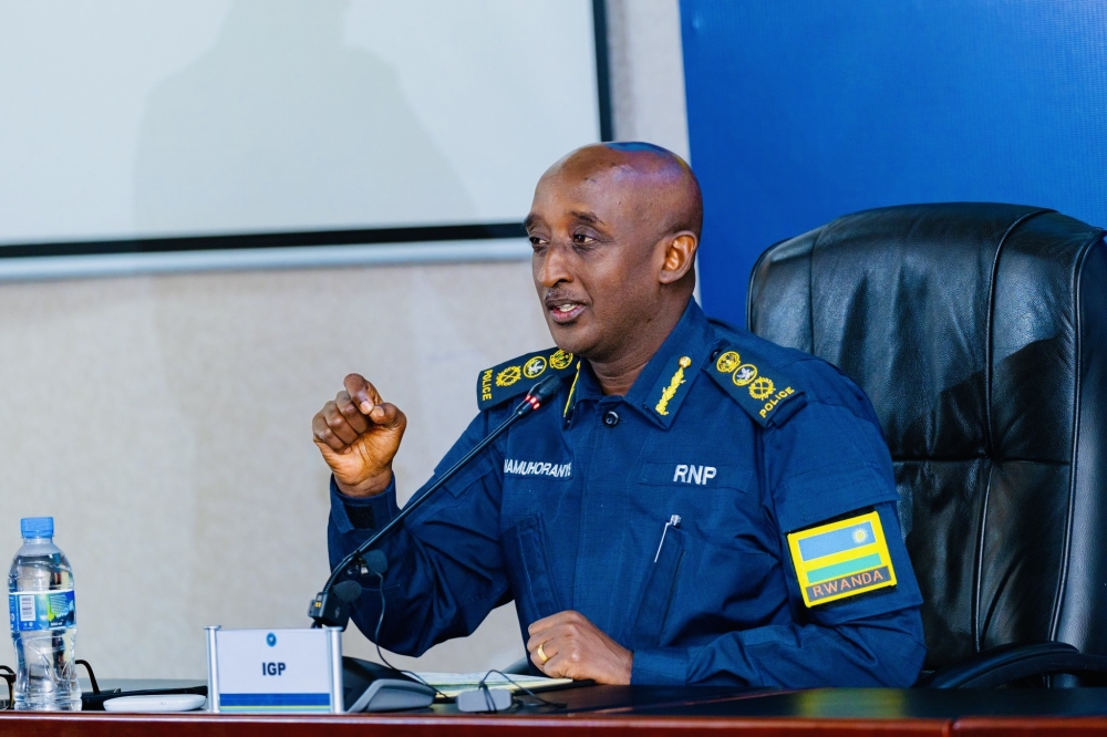 Inspector General of Police CG Felix Namuhoranye speaks during the interaction with the media on December 5, 2025, in Kigali (courtesy)