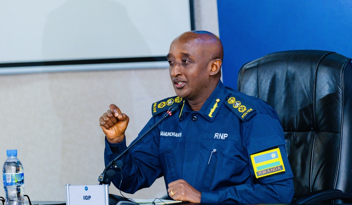 Inspector General of Police CG Felix Namuhoranye speaks during the interaction with the media on December 5, 2025, in Kigali (courtesy)