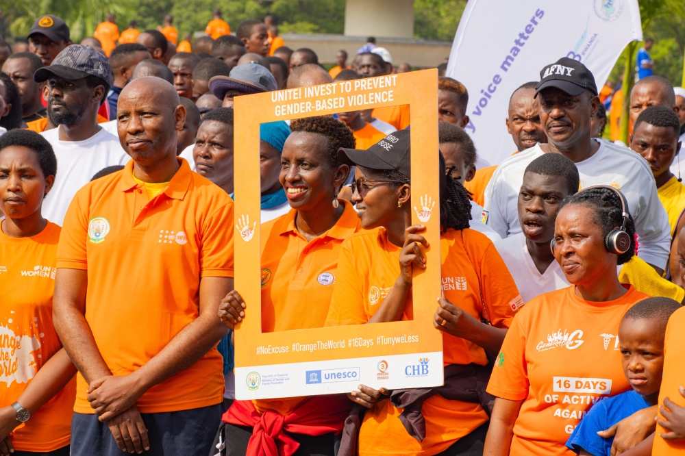 Sports enthusiasts raise their voices against gender-based violence during Car Free Day activities in Kigali. Courtesy