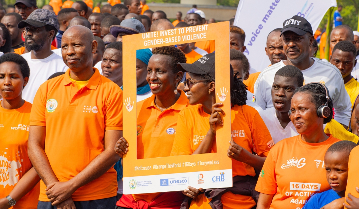 Sports enthusiasts raise their voices against gender-based violence during Car Free Day activities in Kigali. Courtesy
