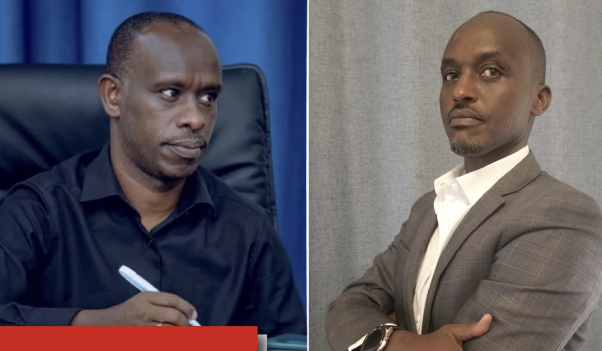 Fred Hategekimana (left) was appointed interim mayor of Kayonza District with Jules Higiro as his deputy. 