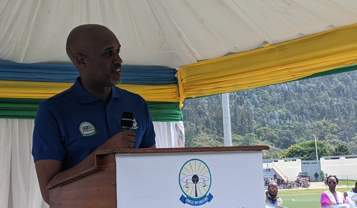 Justice Minister Emmanuel Ugirashebuja speaks during the national celebration of International Anti-Corruption Day in Rubavu District on Tuesday, December 9. Photos by Germain Nsanzimana