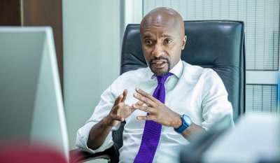 Rwanda Stock Exchange CEO Pierre-Célestin Rwabukumba during an interview with The New Times on August 6. Photo by Dan Gatsinzi.