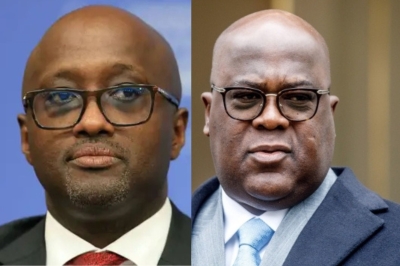 Foreign Affairs Minister Olivier Nduhungirehe and DR Congo President Félix Tshisekedi.