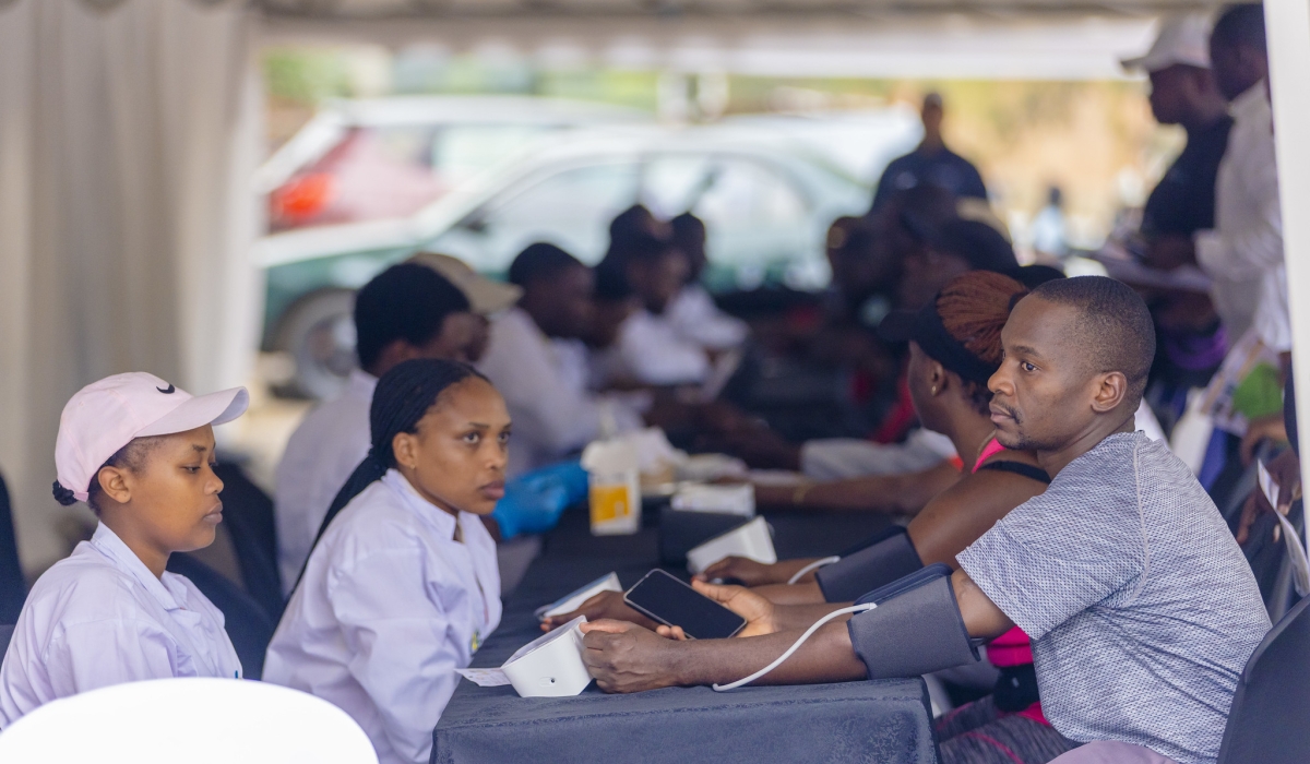 Medics conduct mass screening for non-communicable diseases during the Kigali Car-Free Day sports event in Kigali. Courtesy