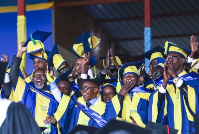 ULK graduates celebrate during the graduation ceremony in Kigali on December 12. Photos by Emmanuel Dushimimana