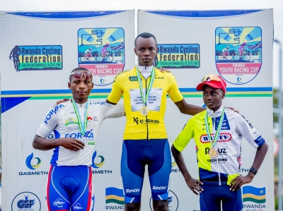 Pacifique Byusa (L) of Les Amis Sportifs, collected 163 points to lead the general classification of the 2025 Youth Racing Cup. Photo courtesy