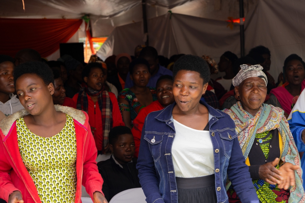 Female and male gender-based violence (GBV) survivors in Nyabihu District receive soft-skills training and tea-plucking skills. Photo: Courtesy
