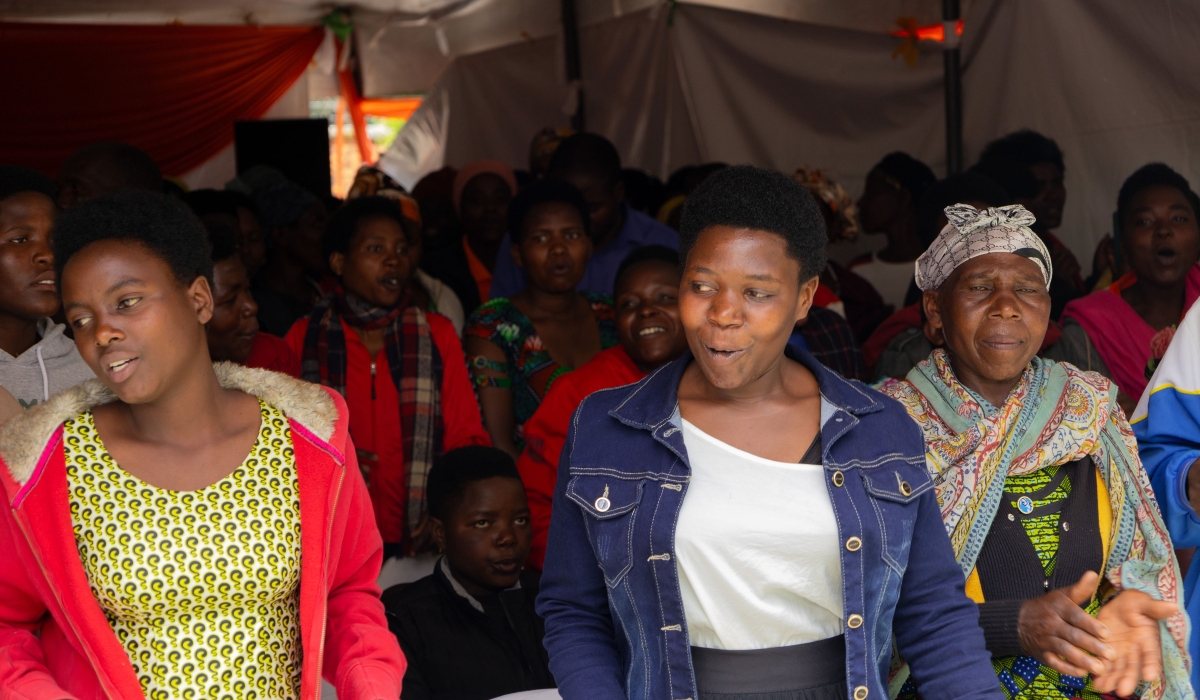 Female and male gender-based violence (GBV) survivors in Nyabihu District receive soft-skills training and tea-plucking skills. Photo: Courtesy