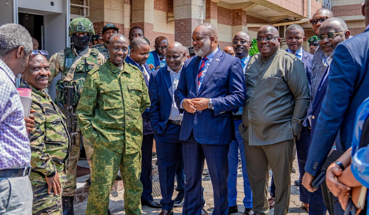 AFC-M23 movement officials pose for a photo after a meeting  in Goma in eastern DR Congo. Courtesy