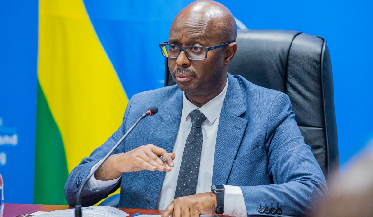 The Minister of Finance and Economic Planning, Yusuf Murangwa, addresses journalists during the release of data  on December 16. Photo by Craish BAHIZI