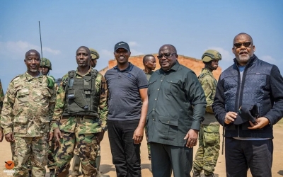 The AFC/M23 movement senior officials pose for a photo during a past  event in eastern DR Congo. File