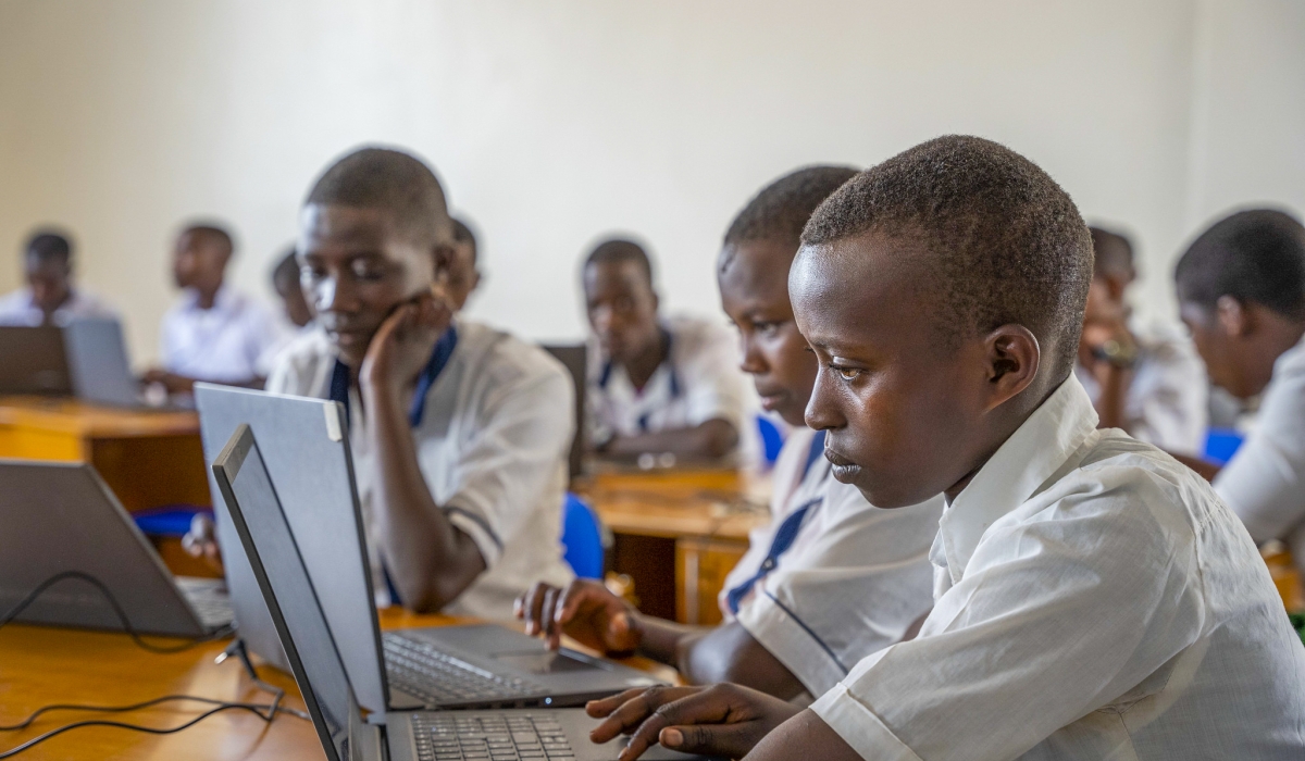 Students during an ICT class at Groupe Scolaire Munini in Nyaruguru District. Photo by Craish BAHIZI