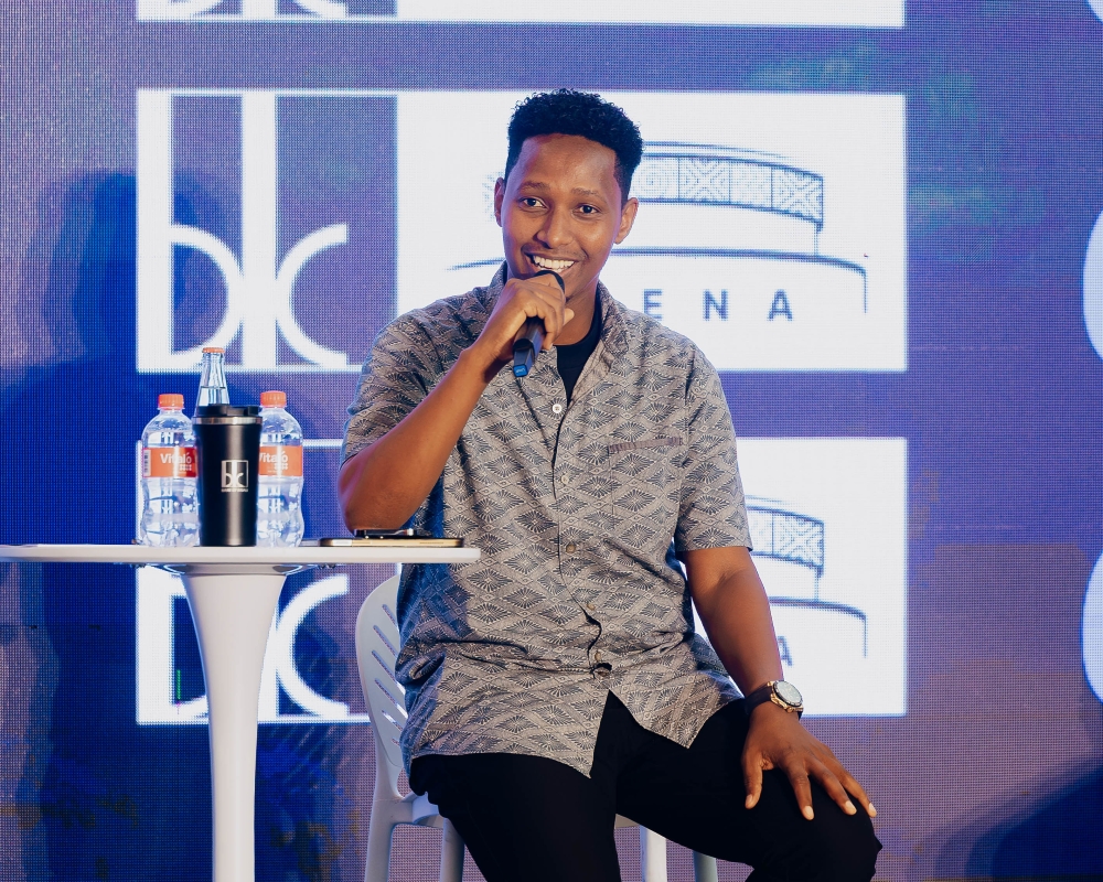 Renowned Rwandan gospel singer Israel Mbonyi addresses journalists ahead of his fourth edition of Icyambu concert, that will be held on December 25 at the BK Arena. Photos by Craish BAHIZI