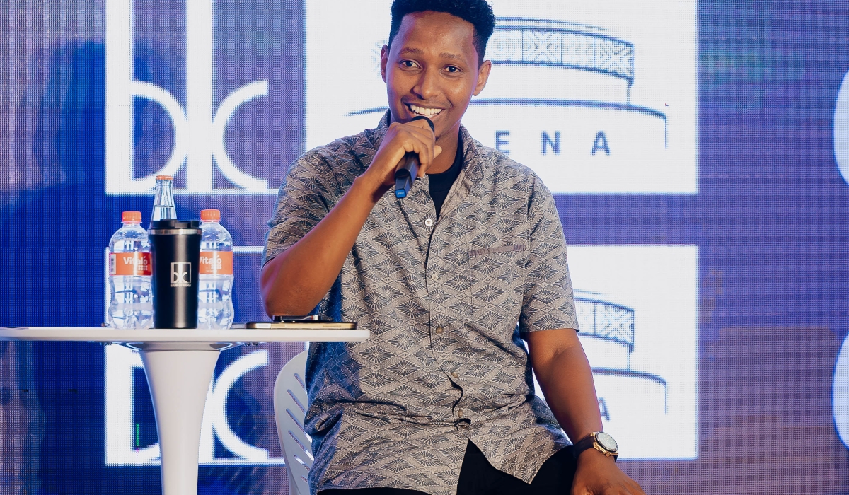 Renowned Rwandan gospel singer Israel Mbonyi addresses journalists ahead of his fourth edition of Icyambu concert, that will be held on December 25 at the BK Arena. Photos by Craish BAHIZI