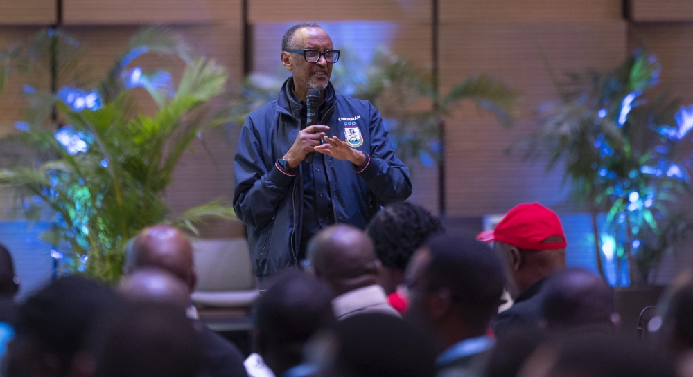RPF-Inkotanyi Chairman President Paul Kagame while addressing the 17th Congress of the Rwanda Patriotic Front on Friday, December 19. Photo by Village Urugwiro 