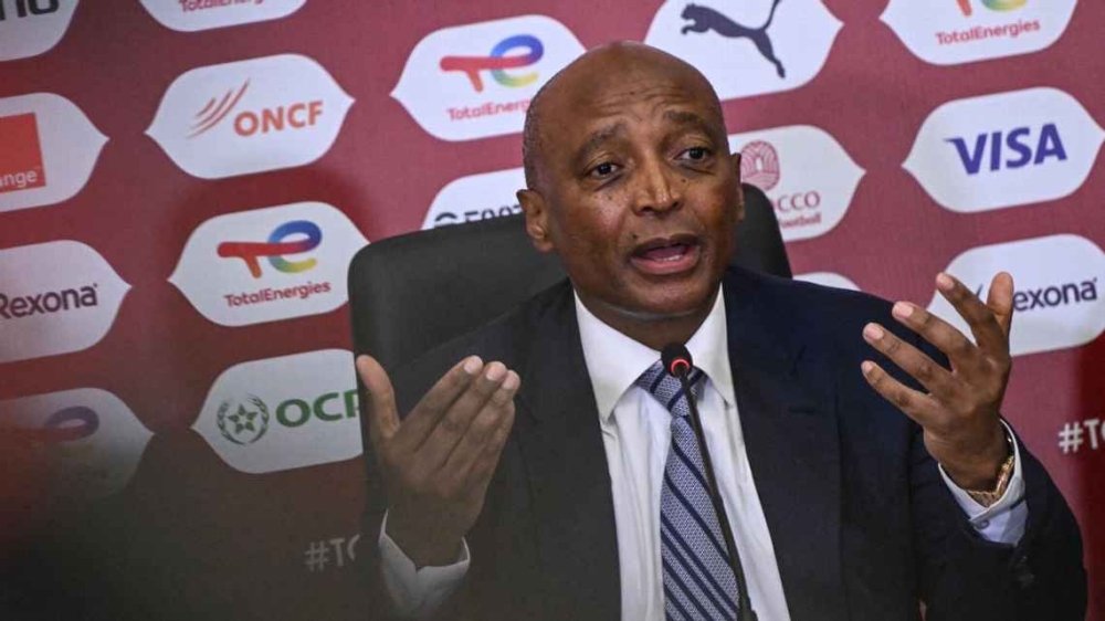 Patrice Motsepe speaks to media in Rabat on Saturday, announcing major changes to CAF's tournaments. SEBASTIEN BOZON / AFP via Getty Images